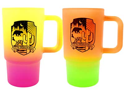 Neon frosted shotglasses with Your Design Here imprint example